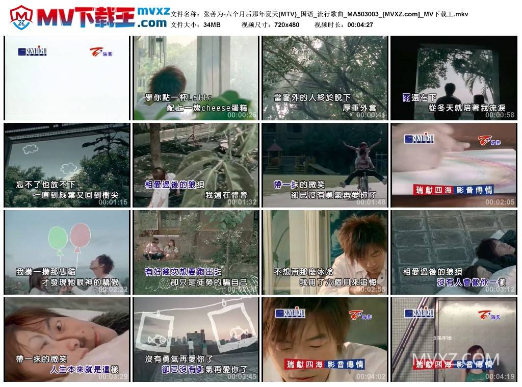张善为-六个月后那年夏天(MTV)_国语_流行歌曲_MA503003